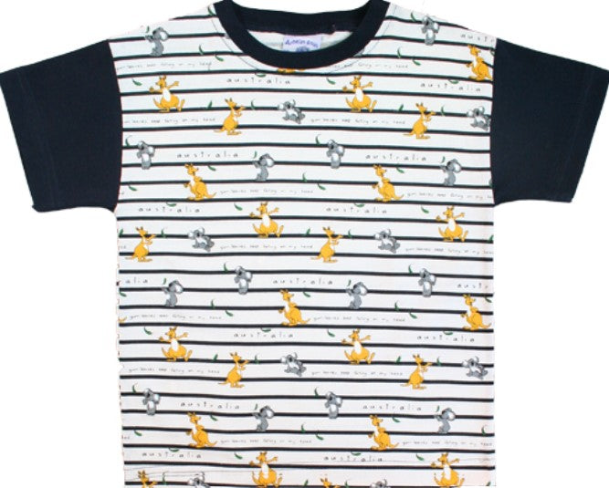 Kids TS Koala Kangaroo Gumleaf stripe