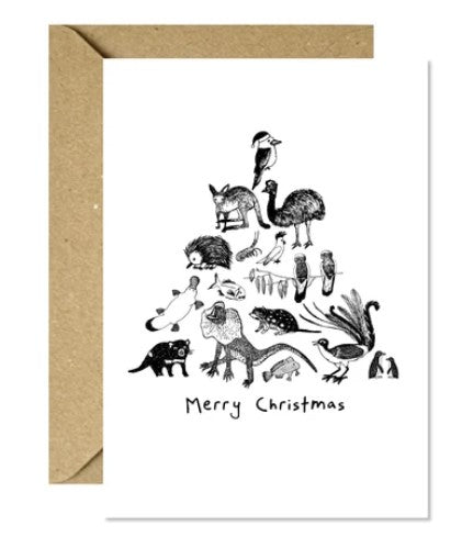 Card Christmas Animal Tree