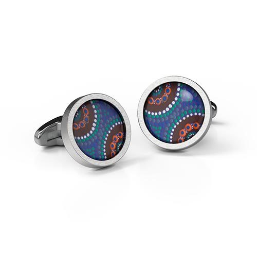 Cufflinks Rnd Camp Around Waterhole Aboriginal