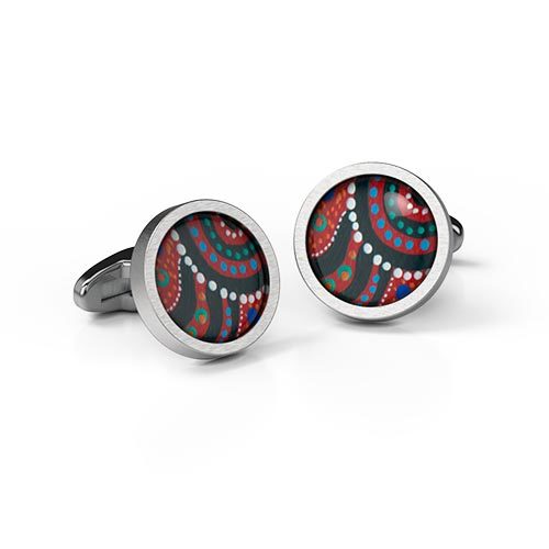 Cufflinks Rnd Swim After Rain Aboriginal