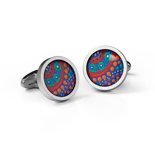 Cufflinks Rnd Family Picking Wildflowers Aboriginal