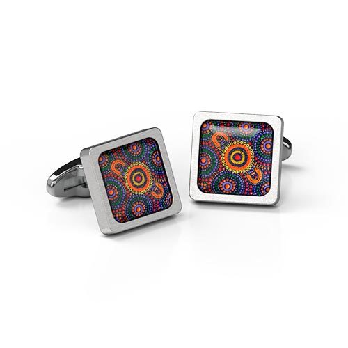 Cufflinks Square Sisters Picking Aboriginal