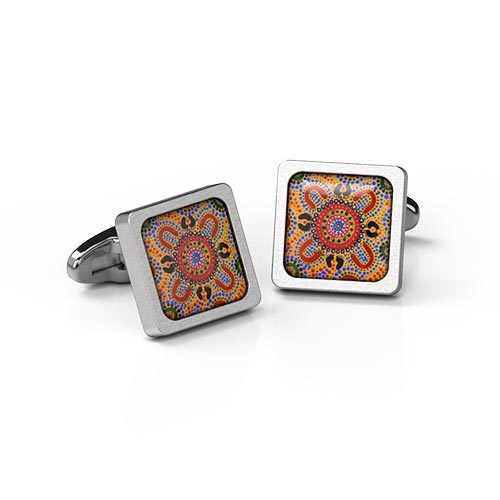 Cufflinks Square People Telling Stories Aboriginal