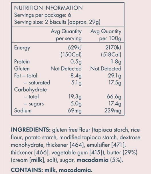 Gluten Free Shortbread Macadamia
