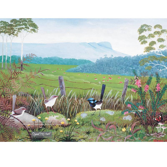 Card Landscape and Blue Wrens