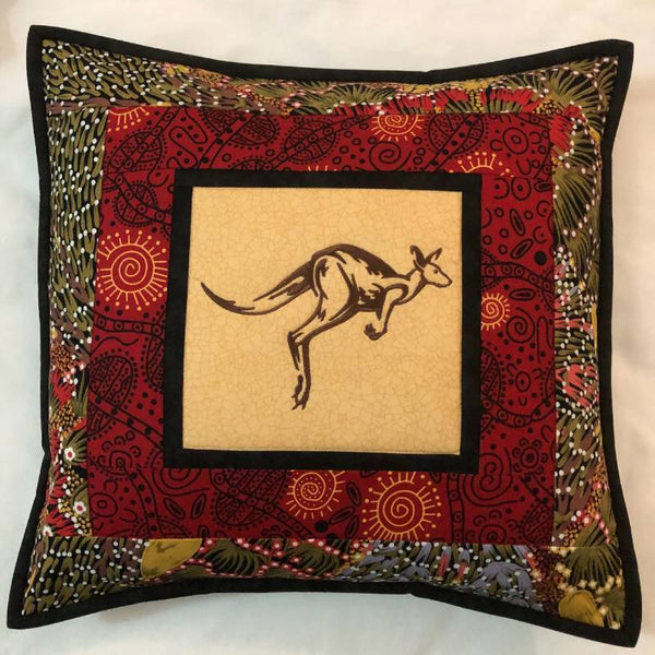 Cushion Cover Kangaroo on Aboriginal