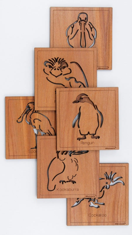 Coasters Bird Square Timber
