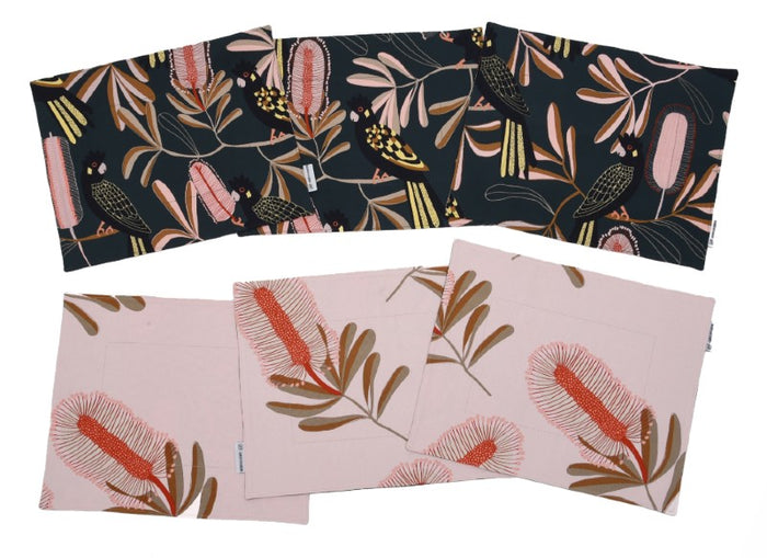 Placemat Black Cockatoo Canvas