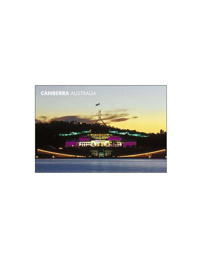Magnet Parl Hse Night Canberra Tin
