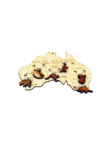 Wine Charms on Aust Map Timber