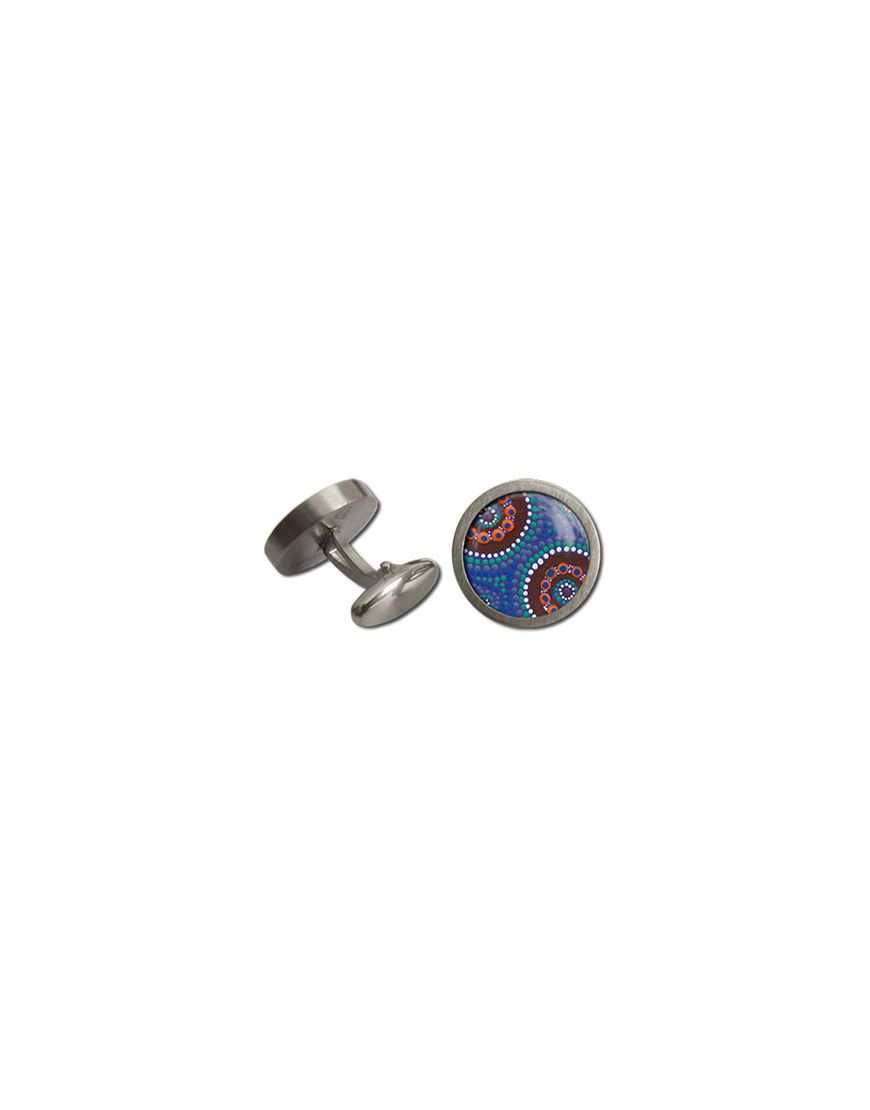 Cufflinks Rnd Camp Around Waterhole Aboriginal