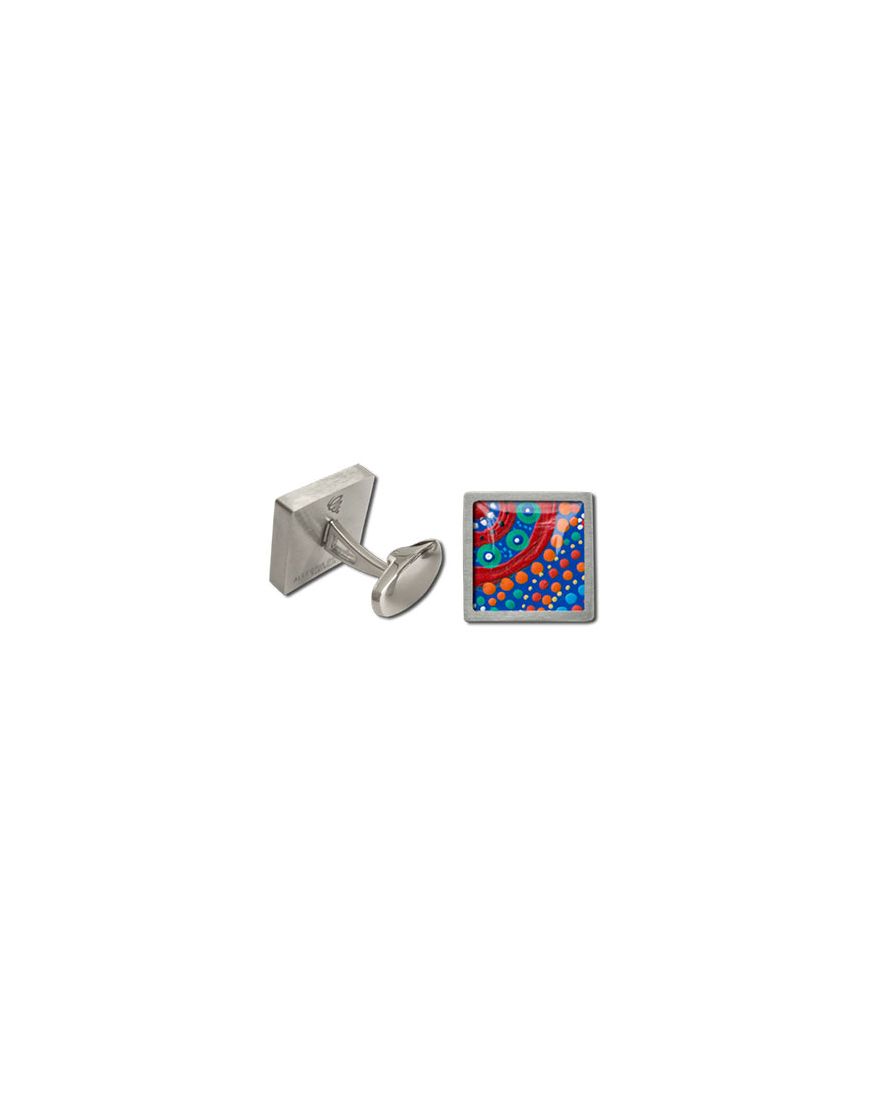 Cufflinks Sq Family Picking Wildflowers Aboriginal