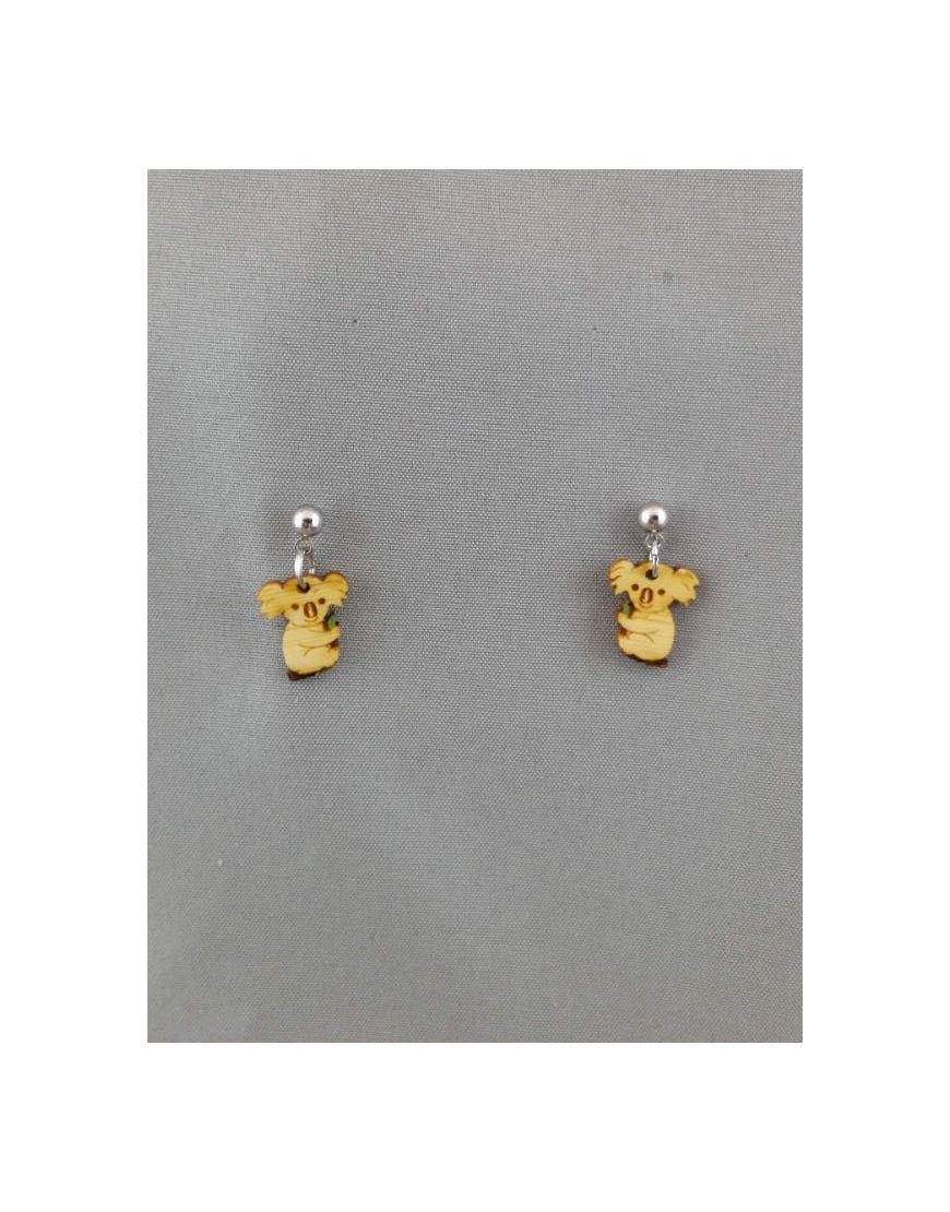 Wood Earrings Hanging Koala Leaf(Branch)
