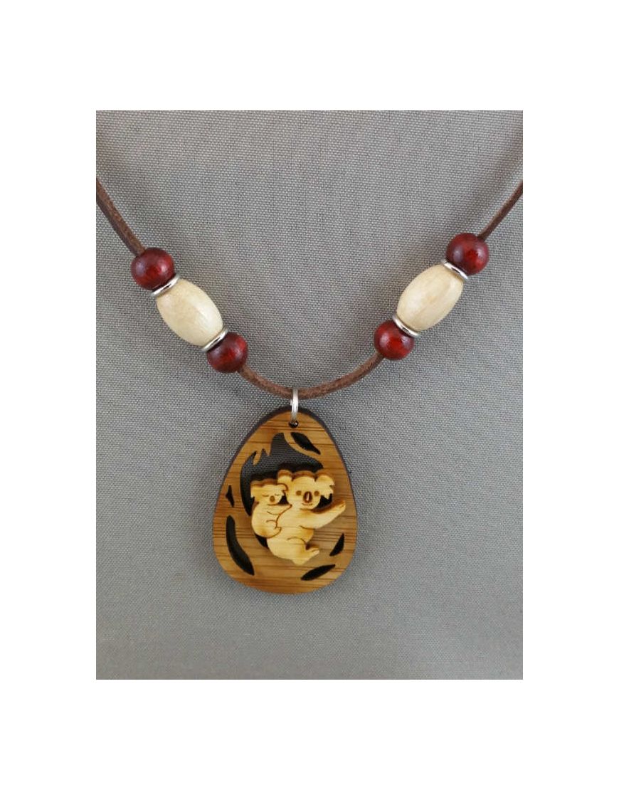 Leather Necklace Koala Oval