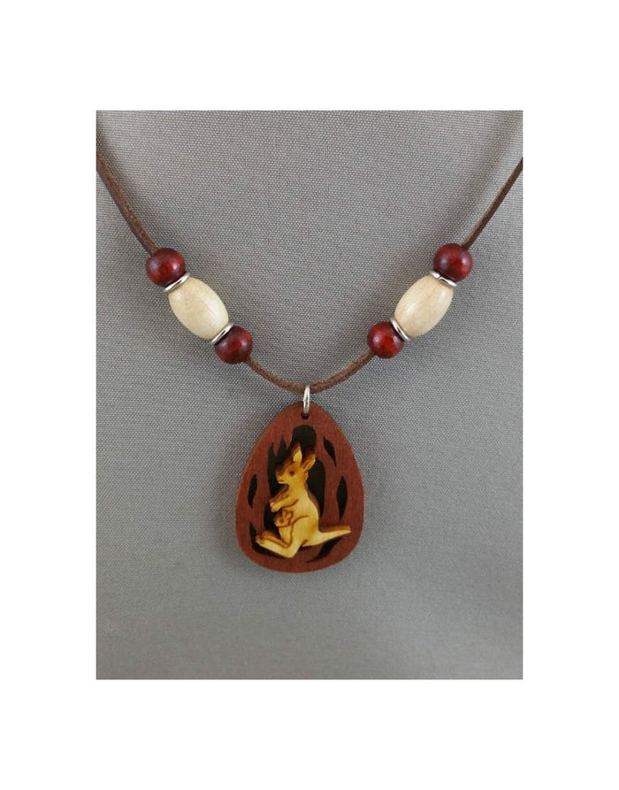 Leather Necklace Kangaroo Oval