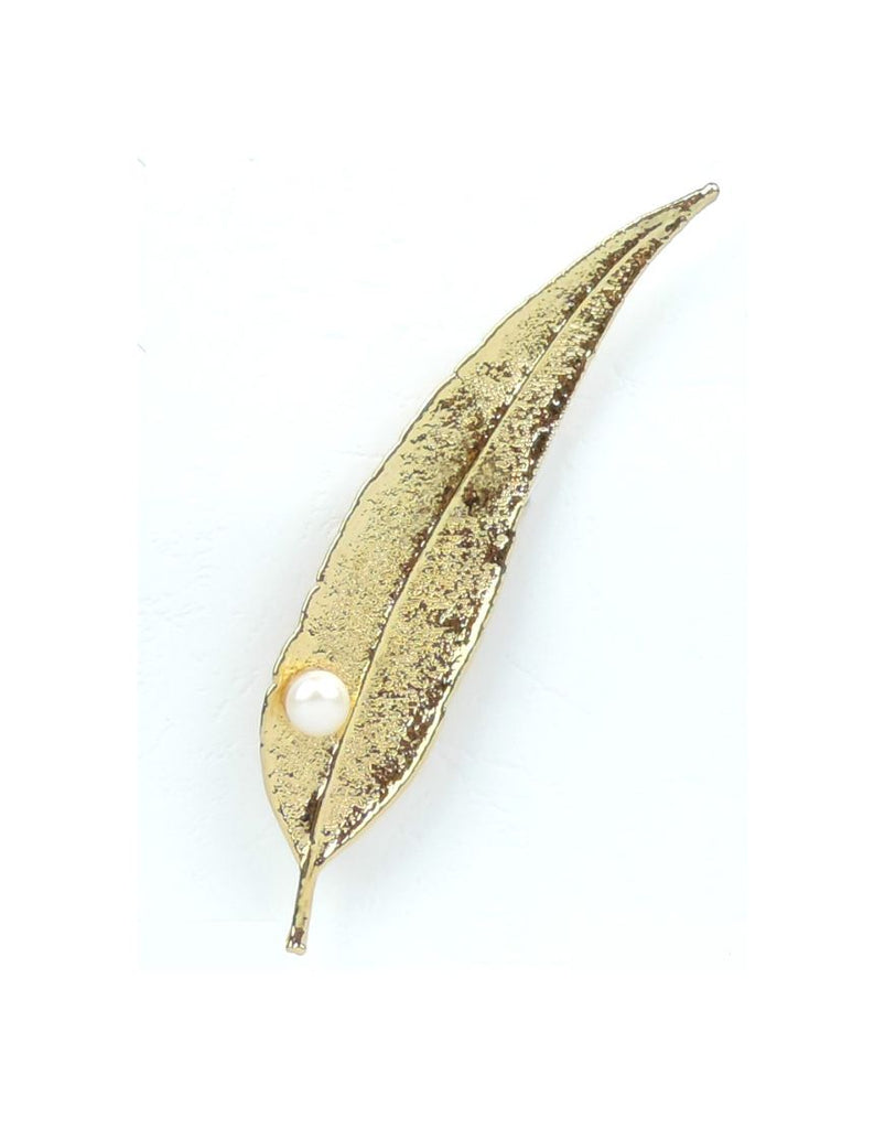 Brooch Pearl Wht RedGum Gold