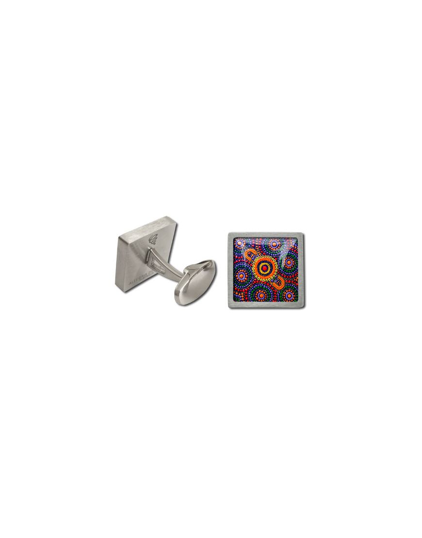 Cufflinks Square Sisters Picking Aboriginal